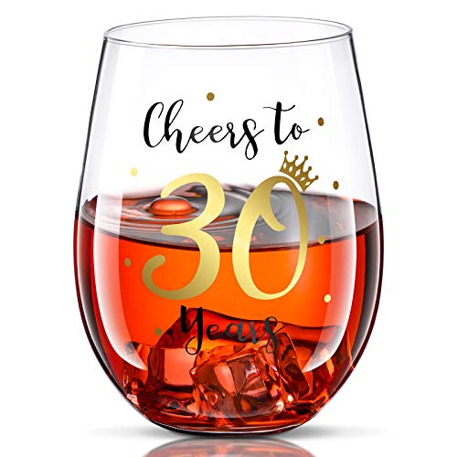 Prost auf 30. Geburtstag Stammlos Weinglas - Geschenk für Männer Frauen, Party Hochzeit Jahrestag Dekorationen, 17 Unzen Prost auf 30. Geburtstag Stammlos Weinglas - Geschenk für Männer Frauen, Party Hochzeit Jahrestag Dekorationen, 17 Unzen von Patelai