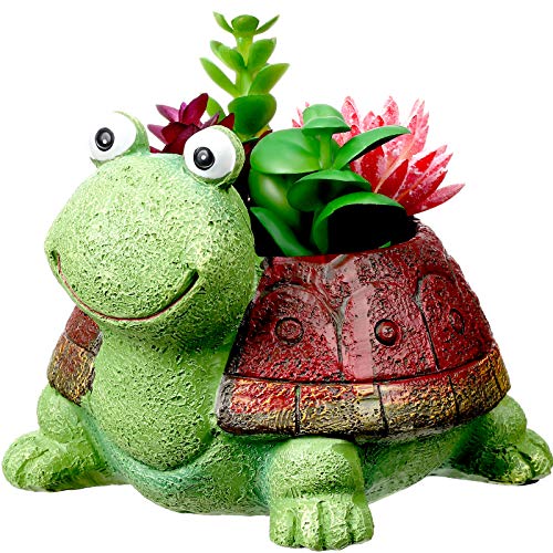 Schildkröte Sukkulent Blumentopf Mini Harz Tier Blumentopf Harz Sukkulenter Topf Pflanzer Süß Karikatur Bonsai Topf Bonsai Pflanze Halter (Grün Schildkröte mit Braun Muschel) von Patelai