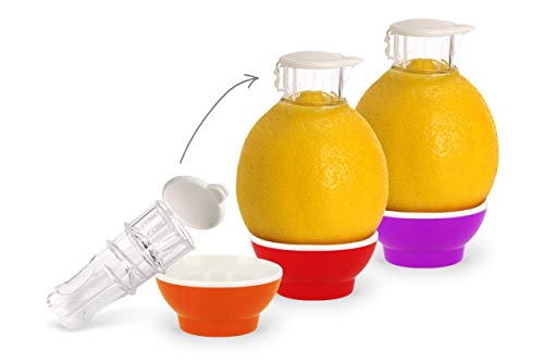 3 x Patent-Safti Zitronenpresse Zitronen-Ausgießer Orangen-Limetten-Zitronen-Entsafter Manuelle Saft-Presse Citruspresse (Orange Rot Pink) von Patent-Safti