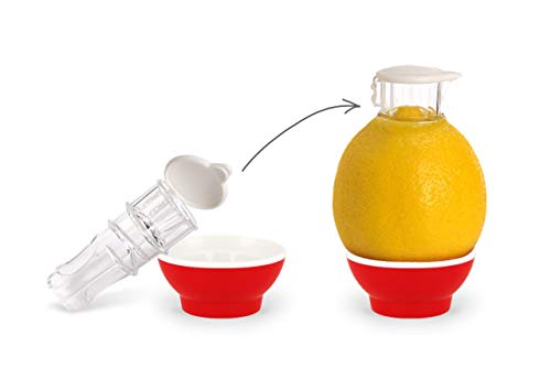 Patent-Safti Entsafter I Der originale Safti Ausgießer für Zitronen, Orangen etc. I Einfacher als jede Zitronenpresse oder Saftpresse I (Rot) von Patent-Safti