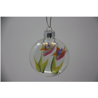 Handbemalte Glasscheibe Weihnachtsanhänger, Paradiesvogel Blumenornament, Gartenliebhaber, Gartenparty Gastgeschenk Handbemalte Glasscheibe Weihnachtsanhänger, Paradiesvogel Blumenornament, Gartenliebhaber, Gartenparty Gastgeschenk von Paterica2