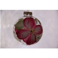 Handgemalte Runde Glas Weihnachtsverzierung, Hartriegel Design Blumenverzierung, Glasverzierung von Paterica2