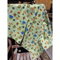 Flanell Babydecke/Kinderwagendecke - Camping Mit Rosa Rückseite, Personalisierung Verfügbar von PathfinderGifts