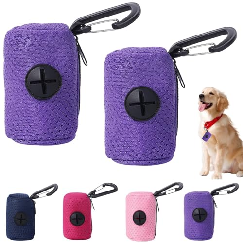2 Stück Kotbeutelspender Für Hunde Stoff, Hundekotbeutelspender Halter Mit Karabinerhaken, Praktische Box Für Leckerli Und Kotbeutel, Hundekotbeutel-Spender Passt Jede Hundeleine Für Gassi laufens von Patifirst