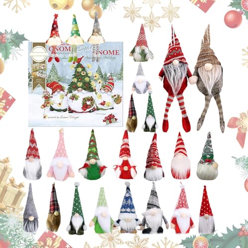 Patifirst Gnom Kalender 2025 | 24 Stück Weihnachtsgnome Deko | Wohnaccessoires für Schreibtisch Wohnheim Wohnung Büro | Festliche Raumgestaltung zu Feiertagen Geburtstag von Patifirst