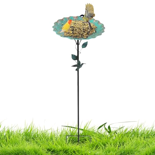 Patifirst Vogelbad Für Den Garten,Stabiles Vogelbad Mit Dekorativem Erdspieß - Robuster Futterspender Rostfrei Als Gartendeko Für Terrasse, Weg & Auffahrt von Patifirst