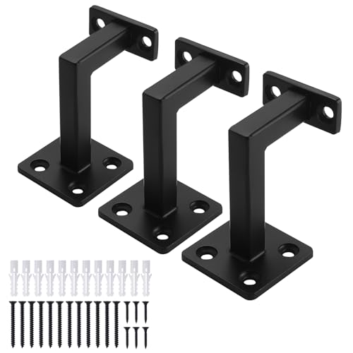 Patioer Handlaufhalterungen aus robustem Stahl, quadratisch, Handlaufhalterung für Geländer, Treppengeländer, Schwarz, 3 Stück Patioer Handlaufhalterungen aus robustem Stahl, quadratisch, Handlaufhalterung für Geländer, Treppengeländer, Schwarz, 3 Stück von Patioer