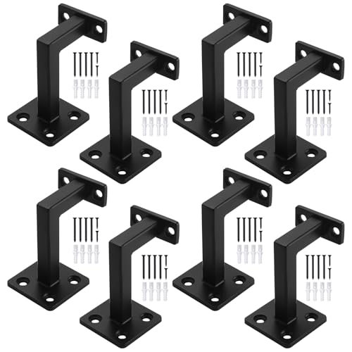 Patioer Handlaufhalterungen aus robustem Stahl, quadratisch, Handlaufhalterung für Geländer, Treppengeländer, Schwarz, 8 Stück Patioer Handlaufhalterungen aus robustem Stahl, quadratisch, Handlaufhalterung für Geländer, Treppengeländer, Schwarz, 8 Stück von Patioer