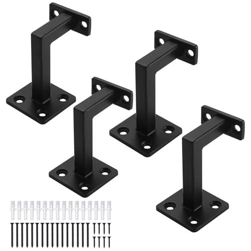 Patioer Handlaufhalterungen aus robustem Stahl, quadratisch, Handlaufhalterung für Geländer, Treppengeländer, Schwarz (4 Stück) von Patioer