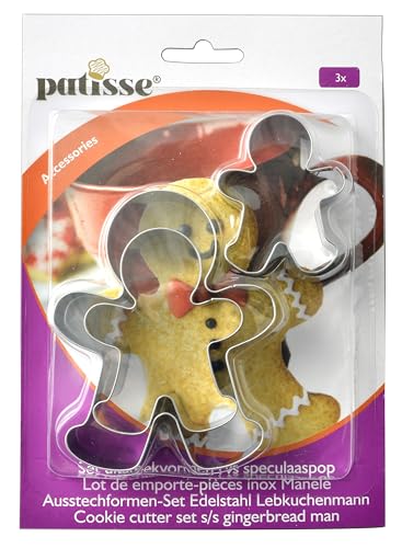 Patisse 02017 Ausstechformen Set - Lebkuchenmann, Edelstahl, silber, 10 x 10 x 10 cm, 3 Einheiten Patisse 02017 Ausstechformen Set - Lebkuchenmann, Edelstahl, silber, 10 x 10 x 10 cm, 3 Einheiten von patisse