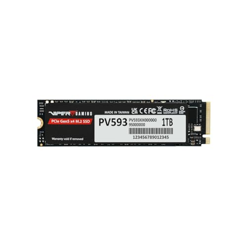 Patriot Viper PV593 1TB Internal SSD - NVMe PCIe Gen 5x4 - M.2 2280 - Sequential Read (CDM): up to 14,000MB/s; Sequential Write (CDM): up to 10,000MB/s - Solid State Drive - PV593P1TBM28H von Patriot Memory