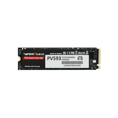 Patriot Viper PV593 4TB Internal SSD - NVMe PCIe Gen 5x4 - M.2 2280 - Sequential Read (CDM): up to 14,000MB/s; Sequential Write (CDM): up to 13,000MB/s - Solid State Drive - PV593P4TBM28H von Patriot Memory