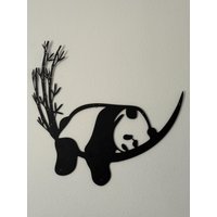 Panda Wanddeko Metall | Tier Wandbild Modern Schlafender Deko Geschenk Zum Vatertag Kinderzimmer von PatriotKunst