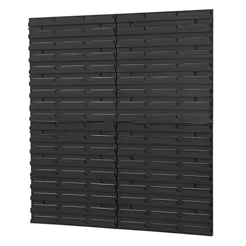 Patrol 4 Stück Wandplatten Wandregal Lochplatte Stapelboxen Lagerregal Regalsystem Regalsystem Wandtafel schwarz von Patrol