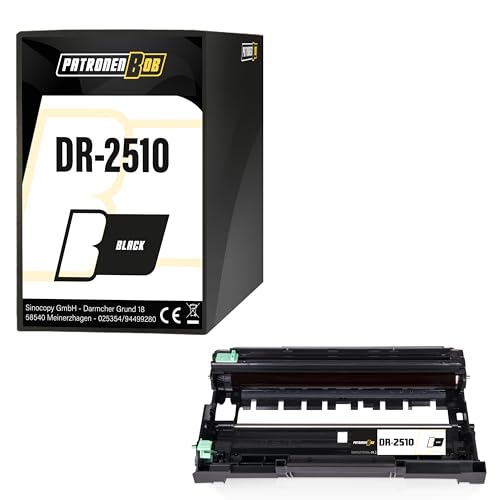 Patronenbob 1x Trommel Kompatibel DR2510 BK für Brother DCP-L 2622 DW DCP-L 2600 Series DCP-L 2627 Series DCP-L 2640 DN HL-L 2400 Series HL-L 2440 DWE MFC-L 2800 Series MFC-L 2820 DN von Patronenbob