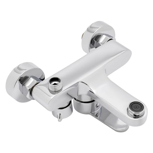 Badewanne Wasserhahn Messing Mischbatterie Dusche Badewannenarmatur Wandmontage Oberfläche montiert Badehahn,Badezimmer Dusche Wasserhahn (Silber) von PattenlLevi