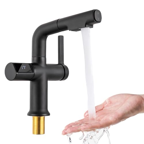 Digitaler Temperaturanzeige Wasserhahn,Ausziehbarer und 360 Grad Küchenarmatur für Spüle,Wasser und Duschauslaufmodus Modi,LED Intelligente Wasserhahn von PattenlLevi