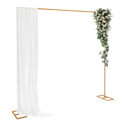 Hochzeitsbogen-Hintergrundständer 2.4m Hochzeitsbogenständer quadratisch Hochzeitsbögen für Zeremonie Weiß/Gold Hochzeit Bogen Stand Metallbogenständer für Hochzeit,Geburtstag,Party (Gold) von PattenlLevi