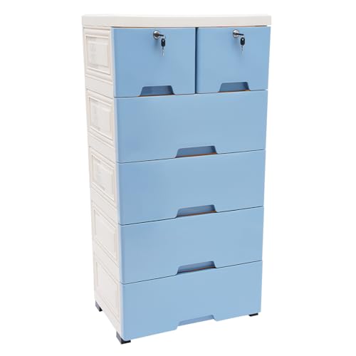 Kommode Schubladenschrank mit 6 Schubladen(2 Schlössern),Abnehmbar Jede Schicht Tragfähigkeit 10kg Rollcontainer Aufbewahrungsschrank mit 4 Räder Abnehmbare Kommode für Wohnzimmer Büro von PattenlLevi
