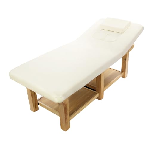 PattenlLevi Professionelles stationäres Massagebett mit Rückenlehne,190×80×62 cm,Rückenlehnenverstell 0-45°,Max. 400kg, Spa-Gesichtsbett Körperbehandlungsbett aus Massivholz von PattenlLevi