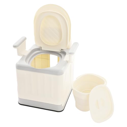 Tragbare Toilette Faltbares Reisetoilette Maximale Tragung 150KG Nachttisch-WC Tragbares Klapptoiletten-Set Mobile Toilette,Wohnmobil,Wandern (Grau) von PattenlLevi