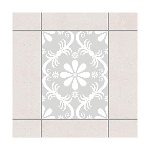 Pattern Design GmbH Fliesenaufkleber - Blumen - hellgrau 20cm x 15cm - Setgröße: 10 Stück von Pattern Design GmbH