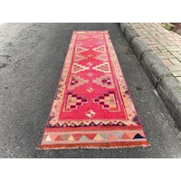 Pinker Läufer Teppich, Türken 10x2'8 Ft, Flurläufer Herki Antiker Langer Oushak 306x87 cm von Patternrug