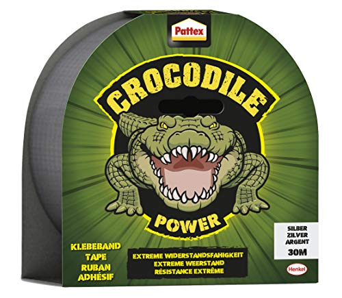 Pattex Crocodile Power Klebeband, starkes Gewebeband mit doppelter Dicke, extreme Widerstandsfähigkeit für schwierigste Reparaturen, Duct Tape für verschiedene Materialien, silber, 8 x 30m von Pattex