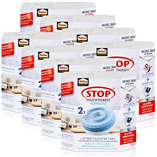 Henkel Pattex Stop Feuchtigkeit Aero 360° Luftentfeuchter Nachfüllpack 2x450g Neutral-Tabs - Vorbeugend gegen Feuchtigkeit, schlechte Gerüche und Schimmel (8er Pack) von Pattex