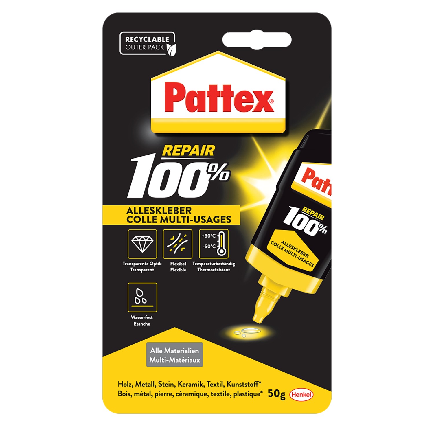 Pattex 100% Repair Alleskleber 50 g Blister Transparent Pattex 100% Repair Alleskleber 50 g Blister Transparent von Pattex