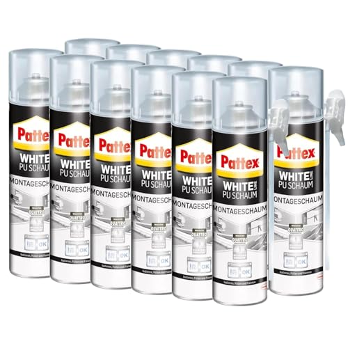 Pattex 1K-Montageschaum Pattex White PU 500ml weiß, 12 Stück von Pattex