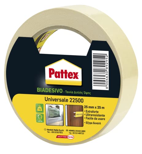 Pattex 22500 Doppelseitiges Klebeband, stark, universell, für viele Anwendungen im Haushalt und Heimwerker, 25 mm x 25 m von Pattex