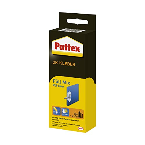 Pattex 2K-Kleber Füll-Mix, spaltfüllender 2-Komponenten Kleber zum Ausgleichen von Unebenheiten, bearbeitbarer und wasserfester Kleber mit hoher Beständigkeit, 1 x 80g von Pattex