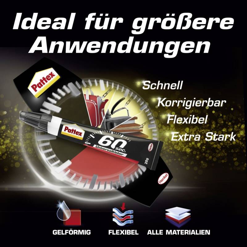 Pattex 60sec. Universalkleber 20 g Tube, klar & farblos von Pattex