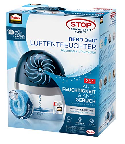 Pattex AERO 360º Luftentfeuchter, ultra-absorbierender Raumentfeuchter, hilft Kondenswasser, Schimmel- und Modergeruch zu vermeiden, nachfüllbarer Raumluftentfeuchter, 1 Gerät inkl. 1 Nachfülltab 450g Pattex AERO 360º Luftentfeuchter, ultra-absorbierender Raumentfeuchter, hilft Kondenswasser, Schimmel- und Modergeruch zu vermeiden, nachfüllbarer Raumluftentfeuchter, 1 Gerät inkl. 1 Nachfülltab 450g von Pattex