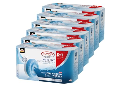 Pattex AERO 360° Neutral Tabs Nachfüllpack, reduzieren Feuchtigkeit und schlechte Gerüche, Nachfülltabs für den Luftentfeuchter AERO 360°, 6x4er-Pack (4x450g) von Pattex