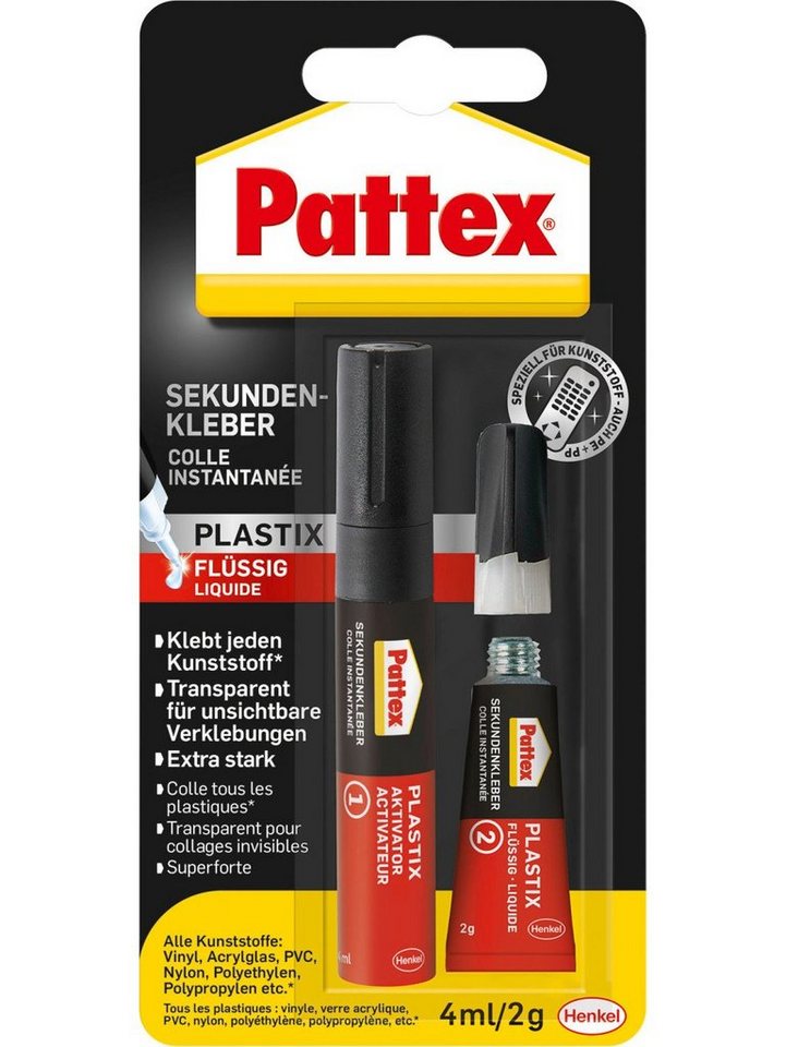 Pattex Bastelkleber Pattex Sekundenkleber Plastix Flüssig 2 g + 4 ml von Pattex