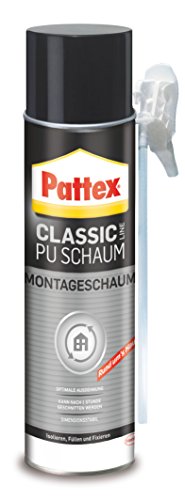 Pattex Classic PU-Montageschaum, Bauschaum für fast alle Bauuntergründe, starke Haftung, zum füllen und dämmen, 1x500ml von Pattex