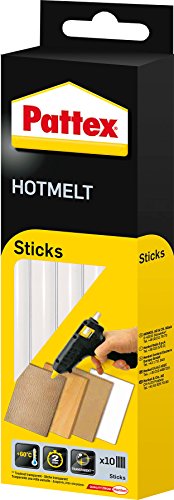 Pattex Hotmelt Sticks, Klebesticks für die Heißklebepistole, mit extrem hoher Transparenz, Heißkleber Sticks zum Basteln, Dekorieren und Reparieren, 1x10 Sticks, Transparent, 200 g von Pattex