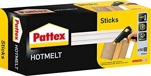 Pattex Hotmelt Sticks zum Nachfüllen, Klebesticks für die Heißklebepistole mit extrem hoher Transparenz, zum Basteln, Dekorieren und Reparieren, 50 Stück von Pattex