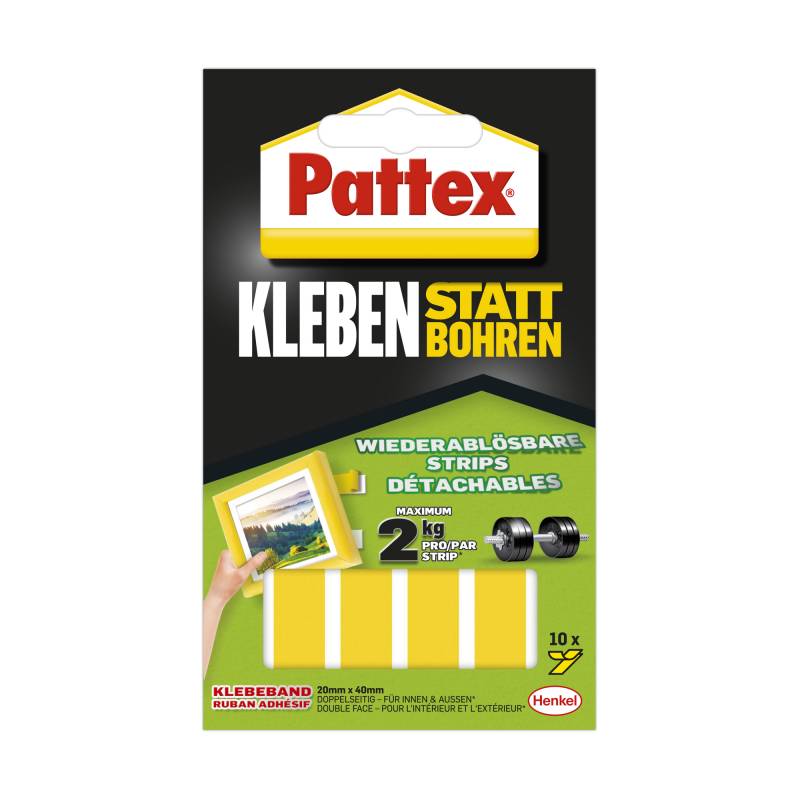 Pattex Klebe-Strips 'Kleben statt Bohren' weiß 10 Streifen je 20 x 40 mm von Pattex