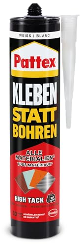 Pattex Kleben statt Bohren High Tack, Montagekleber & Baukleber mit hoher Anfangshaftung, starker Kleber für fast alle Untergründe, flexibler Alleskleber, 1x440g Kartusche von Pattex