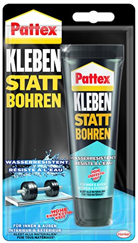 Pattex Montagekleber Kleben statt Bohren Wasserresistent, Kraftkleber für innen & außen, universell einsetzbarer Baukleber, Kleber mit hoher Festigkeit, weiß, 1 x 142g von Pattex