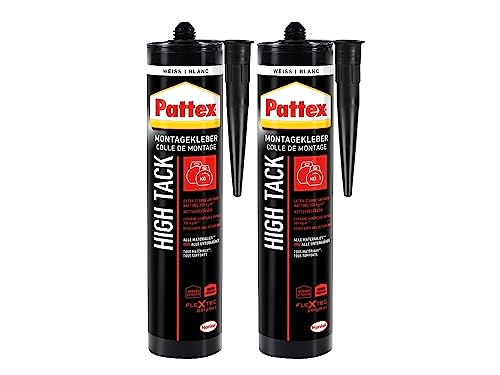 Pattex Montage High Tack, Montagekleber mit sehr starker Anfangshaftung, lösemittelfreier Baukleber für fast alle Materialien*, Klebstoff für innen und außen**, 2x511g Kartusche von Pattex