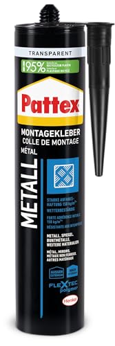 Pattex Montage Metall, starker Montagekleber für Metall, Buntmetall und Spiegel, Baukleber für alle Materialien*, elastischer Metallkleber für innen und außen**, 1x325g von Pattex