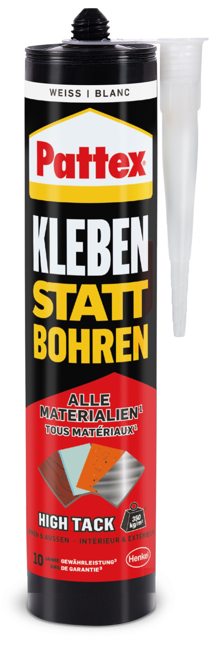 Pattex Montagekleber Kleben statt Bohren High Tack 440 g Kartusche, weiß von Pattex