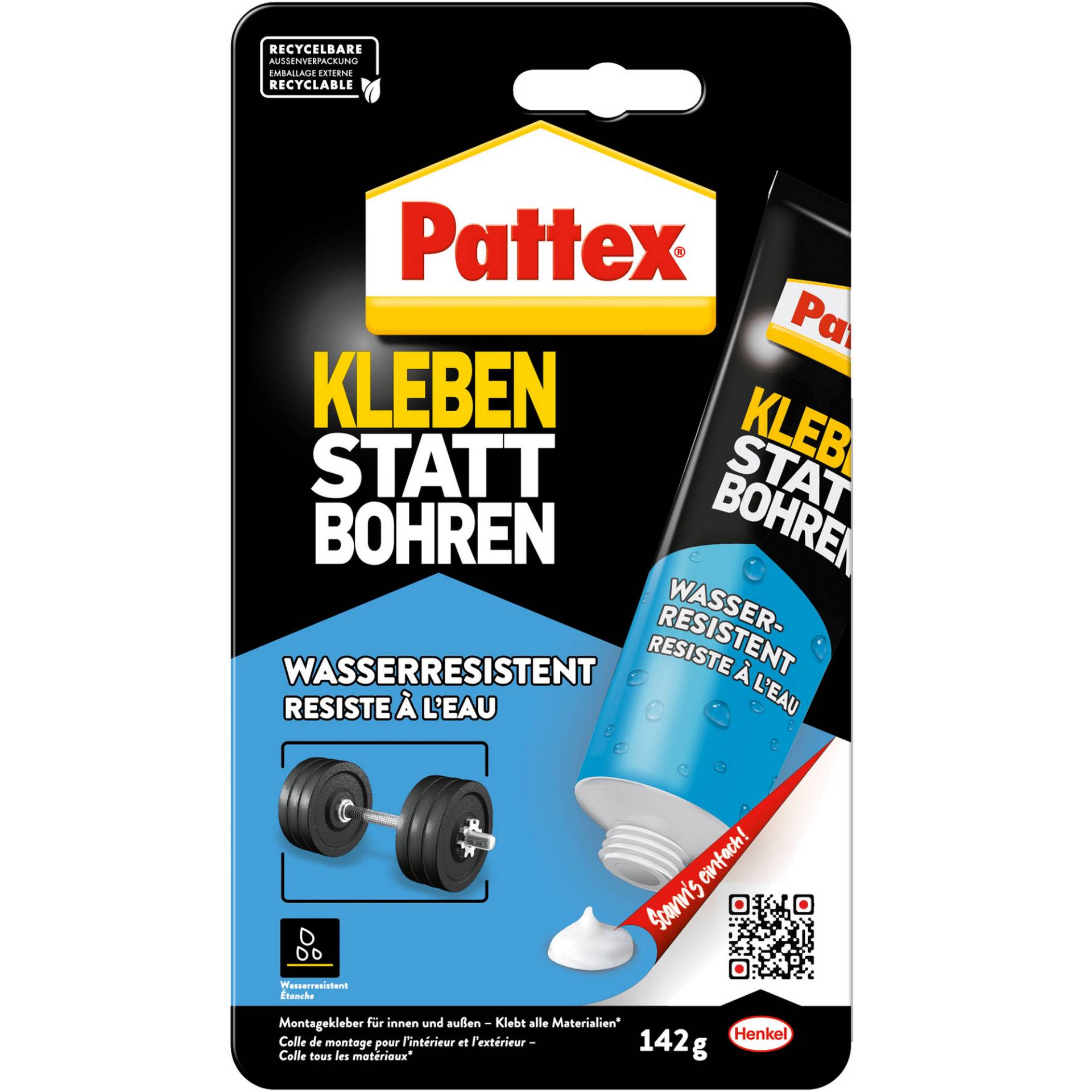 Pattex Montagekleber 'Kleben statt Bohren Wasserresistent' weiß 142 g Pattex Montagekleber 'Kleben statt Bohren Wasserresistent' weiß 142 g von Pattex
