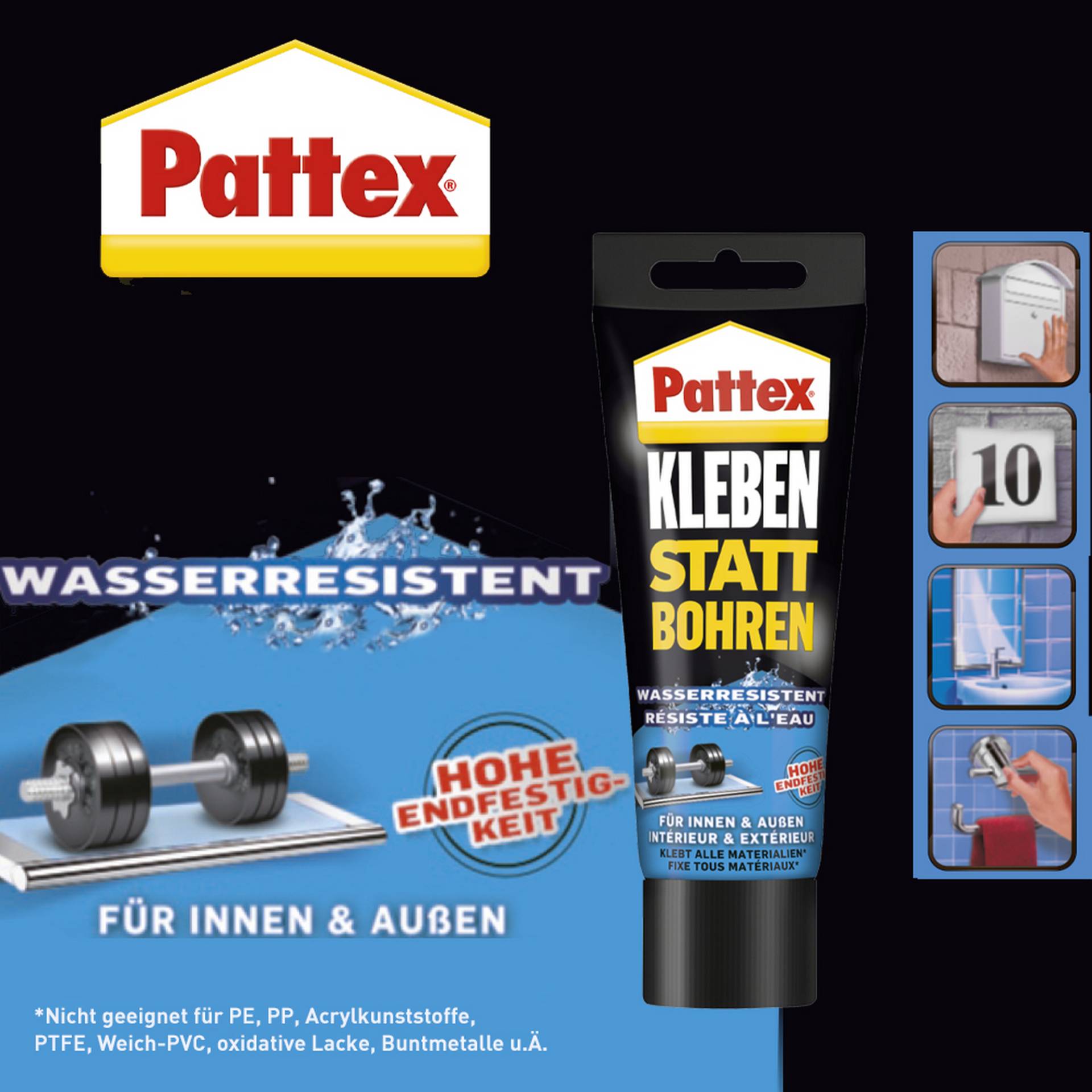 Pattex Montagekleber 'Kleben statt Bohren Wasserresistent' weiß 340 g Pattex Montagekleber 'Kleben statt Bohren Wasserresistent' weiß 340 g von Pattex