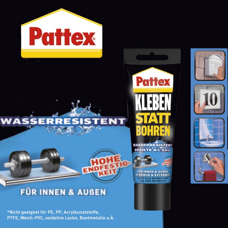 Pattex Montagekleber 'Kleben statt Bohren Wasserresistent' weiß 340 g von Pattex