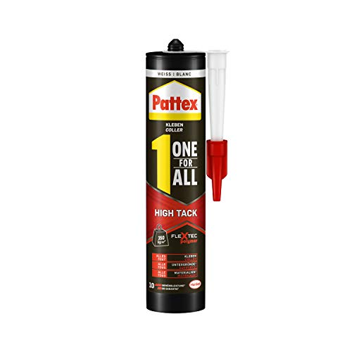 Pattex One For All High Tack, hochqualitativer Montagekleber, starker Kleber für alle Untergründe, flexibler und kraftvoller Alleskleber, 1 x 440g Kartusche von Pattex